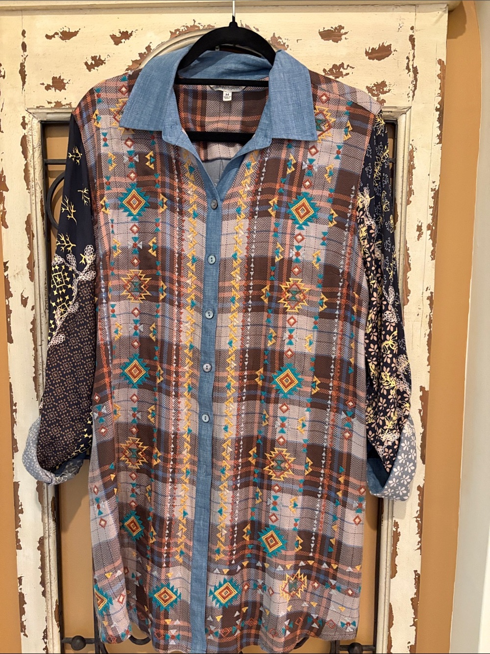 John Mark Plaid Shirt Jacket in Blue & Brown